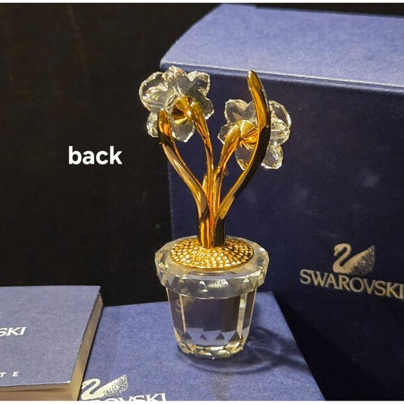 Swarovski Crystal Daffodil Flower Figurine With Gold-Plated Stems & Faceted Pot - Picture 2 of 7